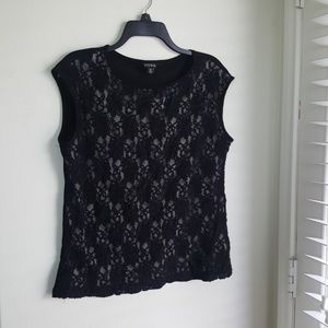 George black sleeveless blouse with lace front
